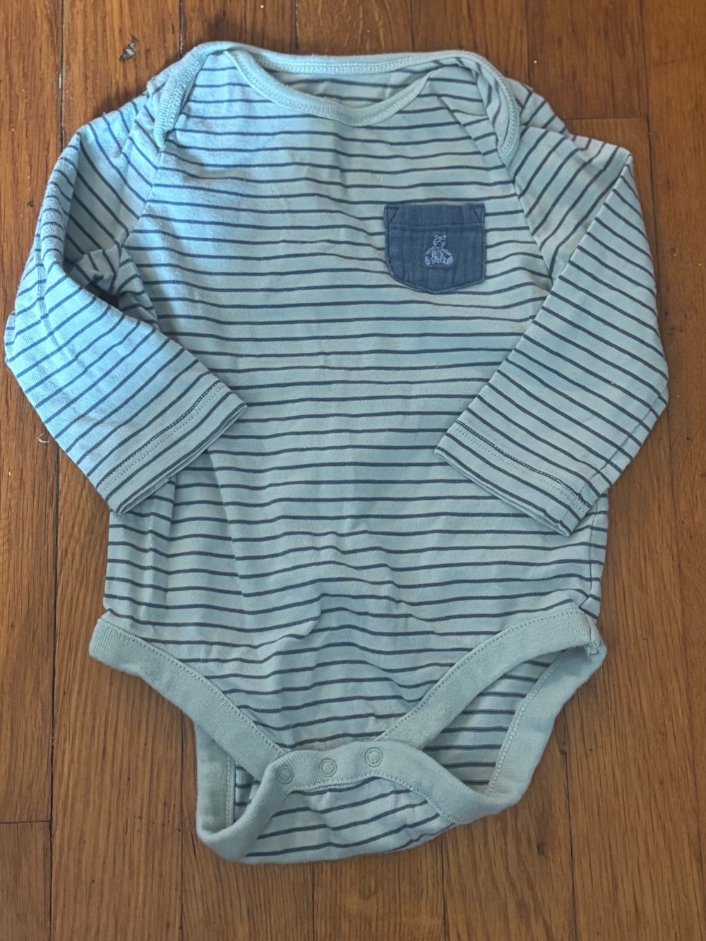 GAP Light Blue & Navy Striped Long-Sleeve Baby Bodysuit